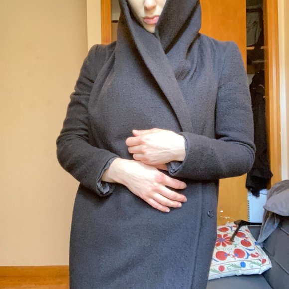 The Row Wool Coat w/ Hood, Shawl Collar sz XS/S 0 - Picture 3 of 10